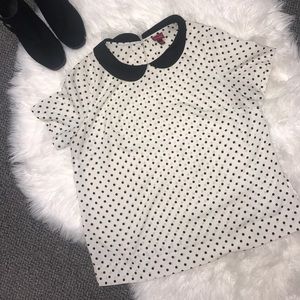 Merona black & white polka dot blouse